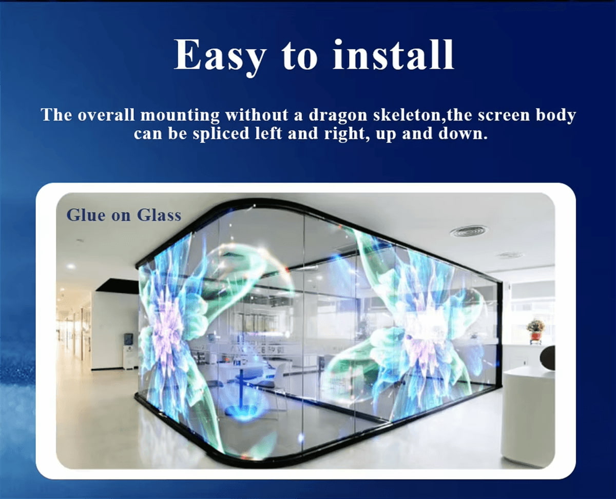 high visual transparency flexible film led display screen